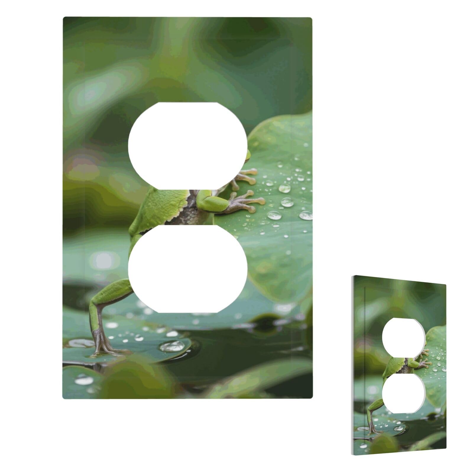 Funny Green Frogs Wall Plate Cover Modern Decorative 1 Gang Light Switch Cover Unbreakable Receptacle Outlet Covers For Living Room Bedroom Home Decor Duplex