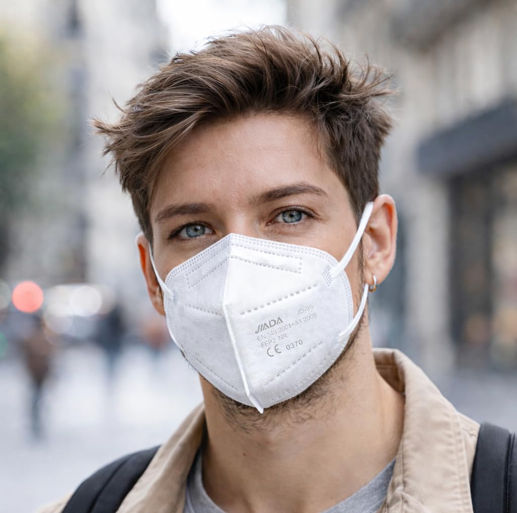 CRAZYCHIC - Masque FFP2 NR Blanc Certifié Norme CE EN149 - Masque de Protection Respiratoire - Haute Filtration 5 Couches Filtrantes - Hypoallergénique - Emballage individuel - Boîte