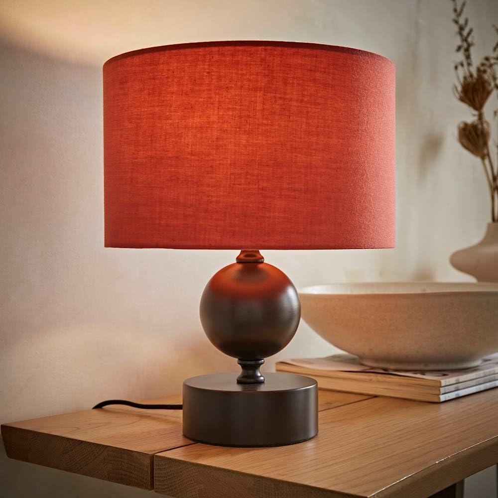 Valuelights Anthony Candlestick Rust Drum Shade Table Lamp With Bulb