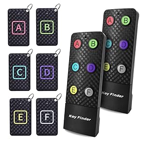 RF Localizador de Llaves con 2 transmisores y 6 receptores, rastreador de artículos inalámbrico, Compatible con Mando a Distancia para Encontrar Mascotas, Carteras