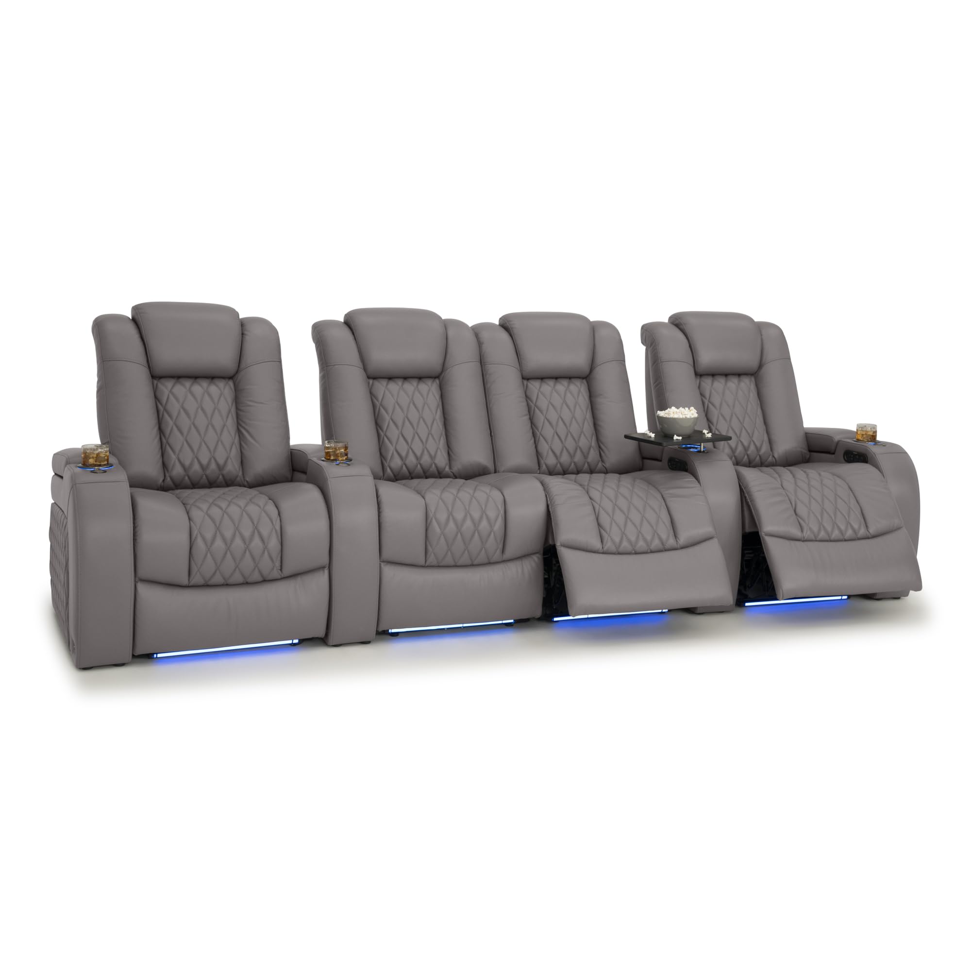 Seatcraft Diamante Home Theater Seating Gray Row of 4 Middle Loveseat