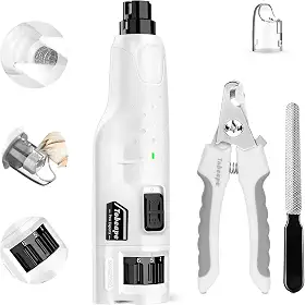Tobeape Lixador de Unhas para Cães e Gatos, 6 Velocidades Silencioso Recarregável com Copo de Pó e 2 Luzes LED, Kit Profissional com Cortador e Lima para Pets Grandes e Pequenos
