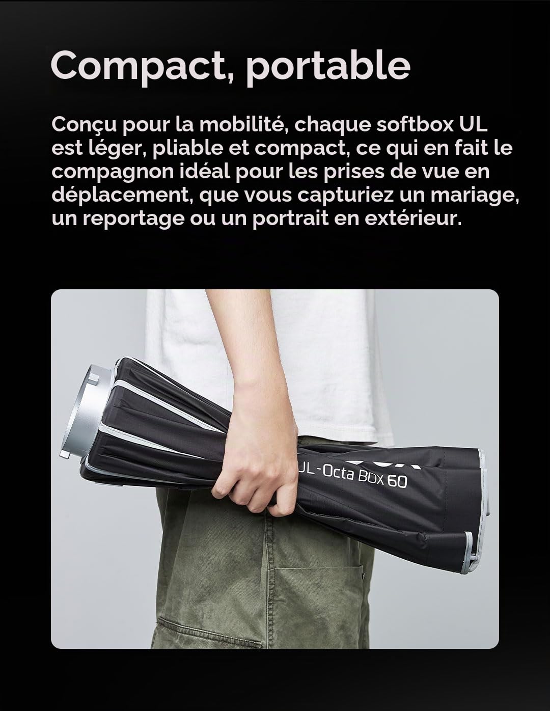 Godox Godox Boîte à lumière octogonale à dégagement rapide 90 cm, support Bowens avec diffuseurs avant et intérieurs amovibles pour photographie, diffusion en direct, portrait