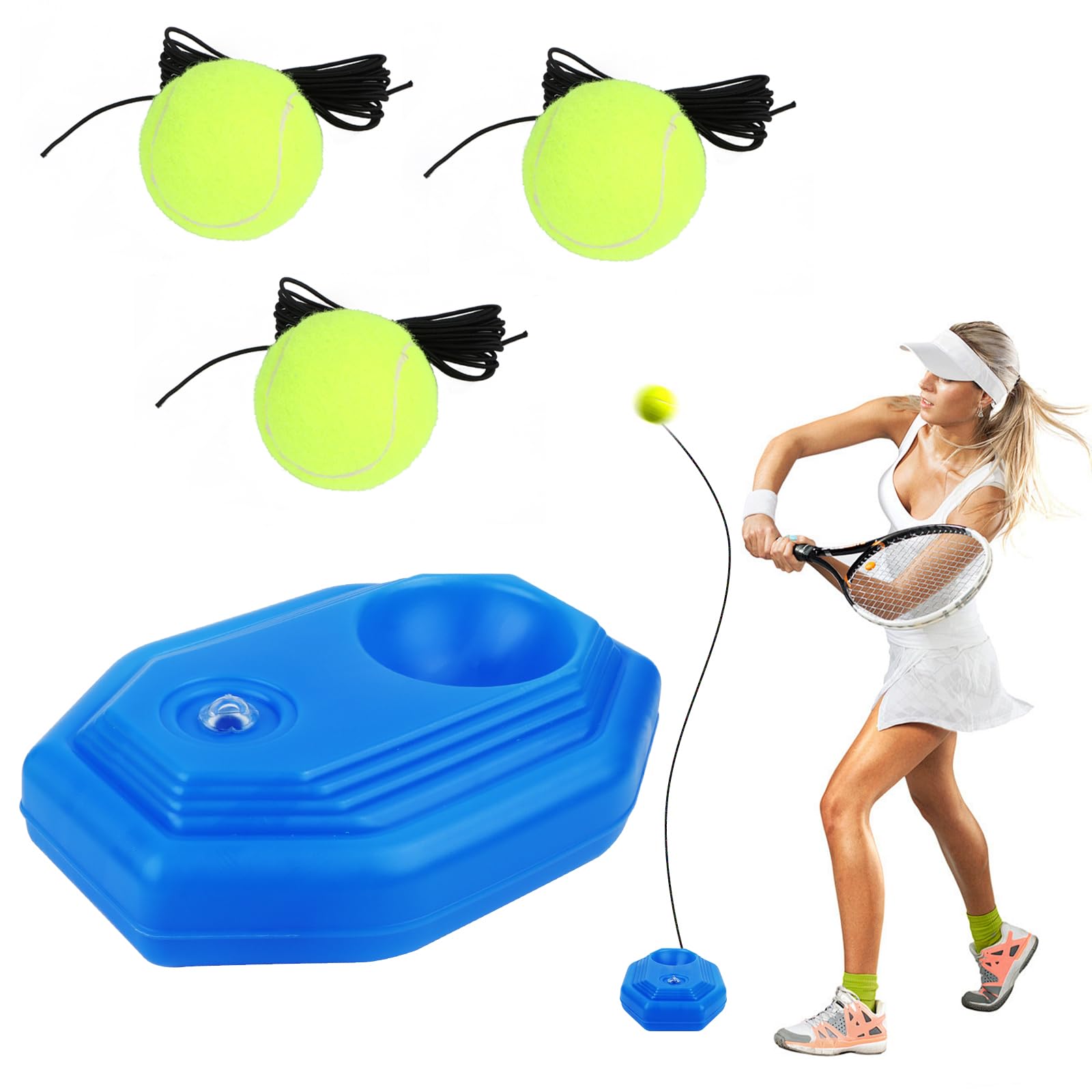 SUPRROW Mineup Tennis Trainer Set, Trainer Baseboard with 3 Rebound Balls