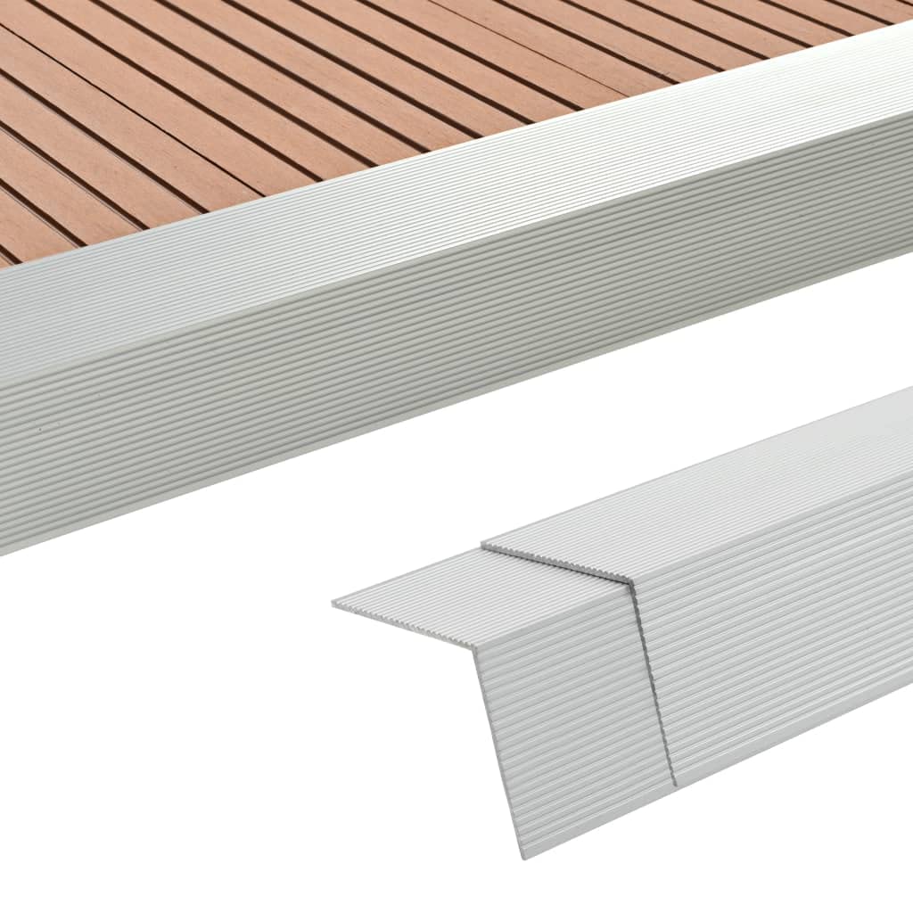5 Stk. Aluminium Verkleidungswinkel, 170 cm Silber L-Profile für WPC-Terrassendielen, Treppenkanten und stilvolle Kantenabschlüsse, witterungsbeständig