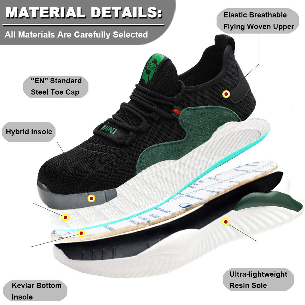 Scarpe Antinfortunistiche Uomo Donna Safety Shoes Punta in Acciaio Leggere Scarpe da Lavoro Traspiranti Sneakers Antinfortunistiche