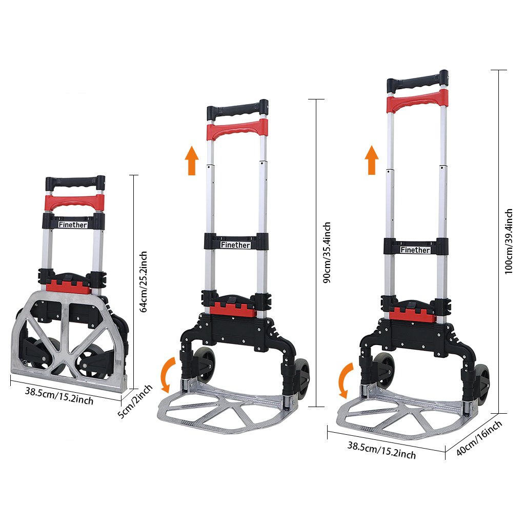 Cart Aluminum Folding 2Wheel Hand Cart Lightweight Portable