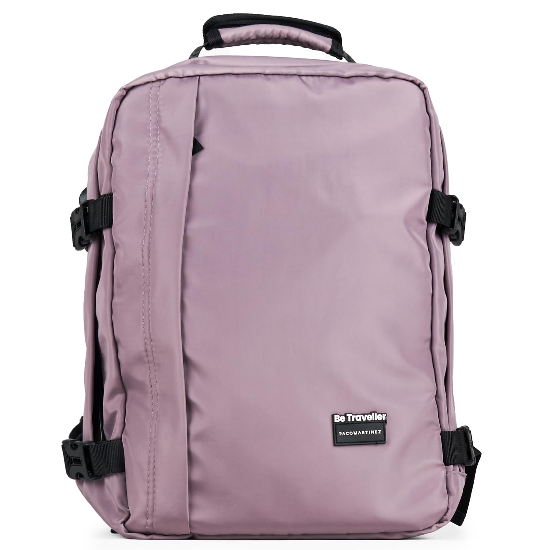 PACO MARTINEZ Mochila de Viaje Expandible, Equipaje de Cabina con 2 Compartimentos Amplios y 1 Bolsillo, Puerto USB, Espalda Acolchada y Transpirable, Nylon Color Lila