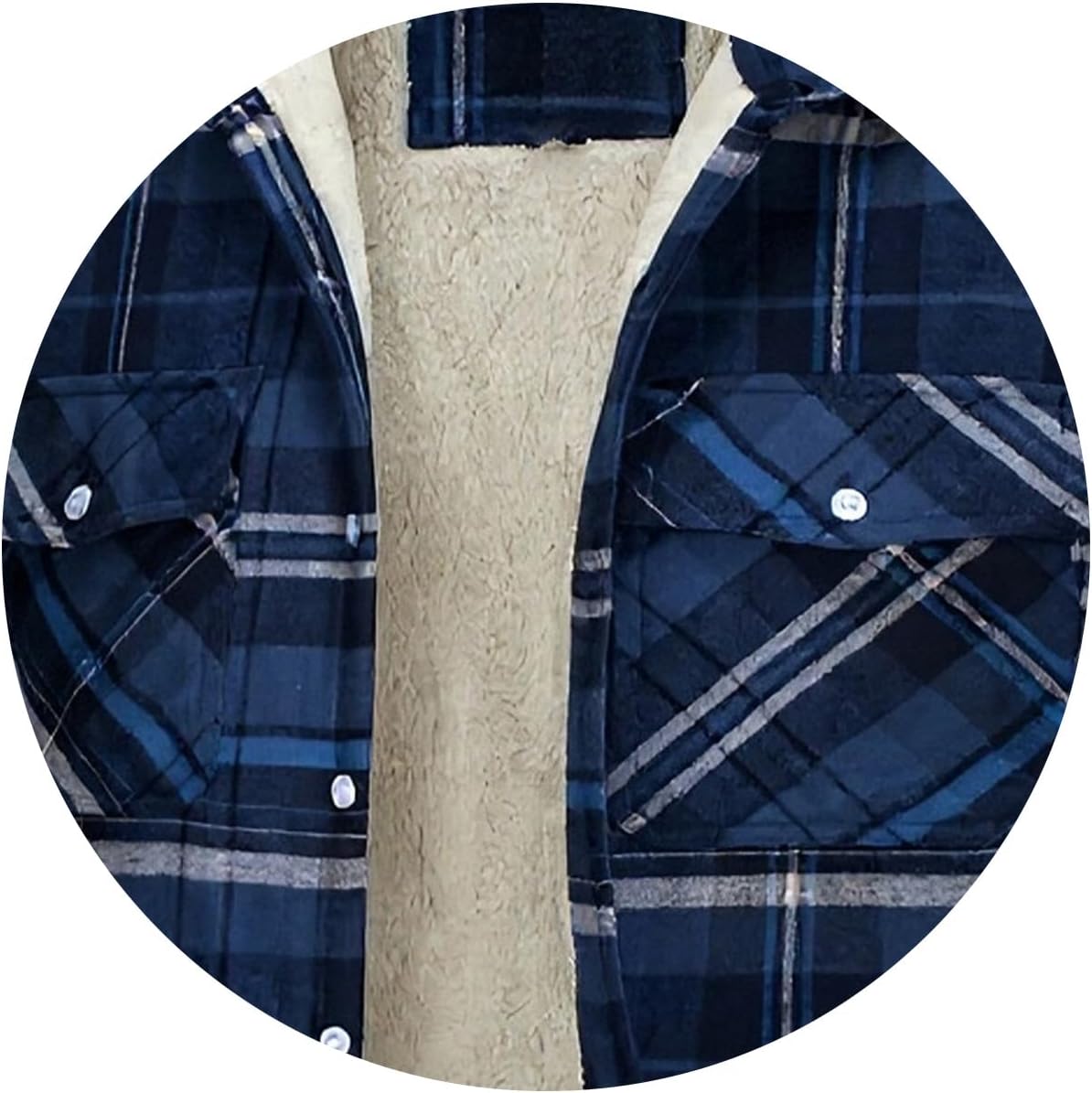 Men's Warm Sherpa Lined Fleece Plaid Flannel Shirt Jacket Casual Open Front Long Sleeve Button Up Shacket Winter Coats
