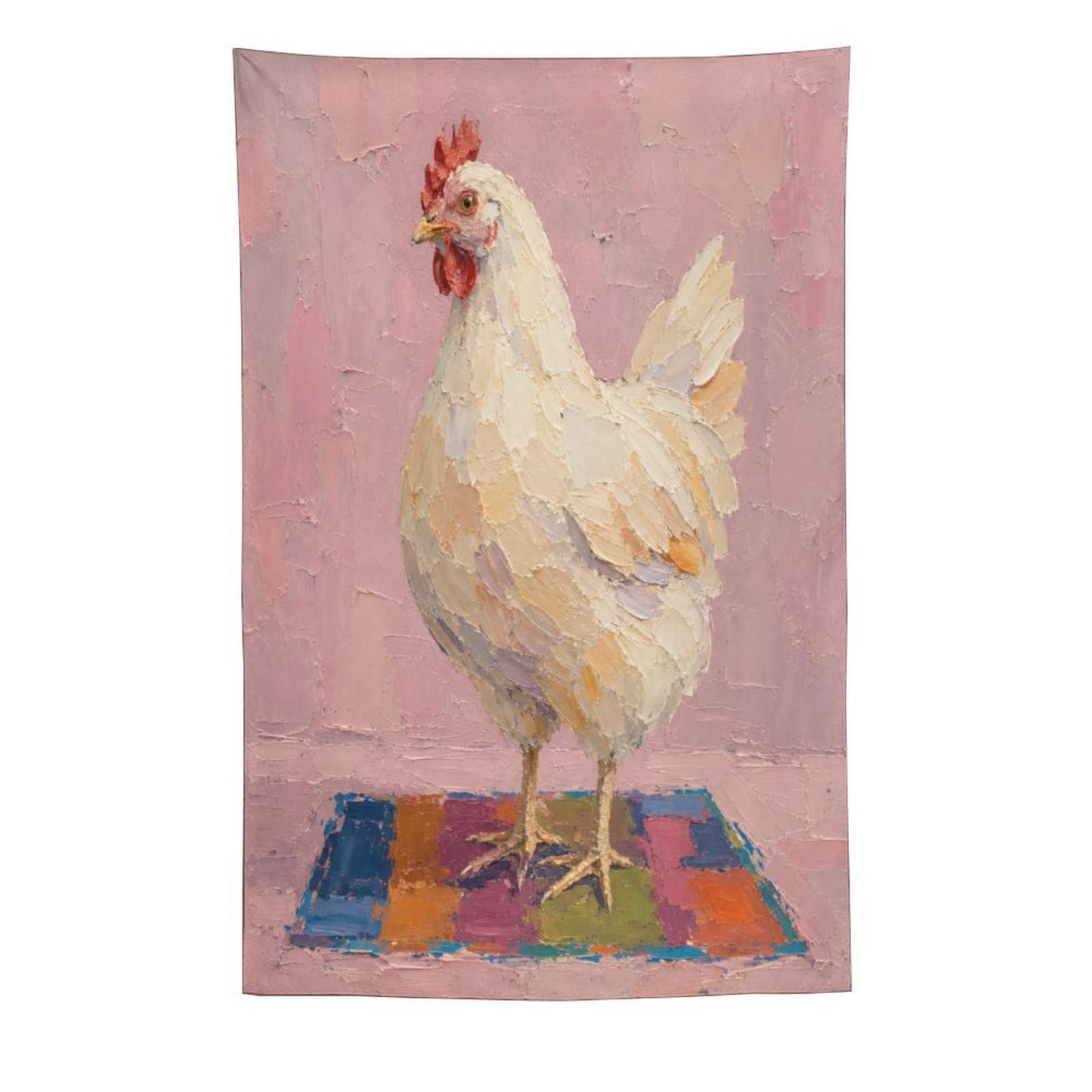 W7C8U2X3 White Chicken Pink Pastel Wall Tapestry, Ceiling Hanging