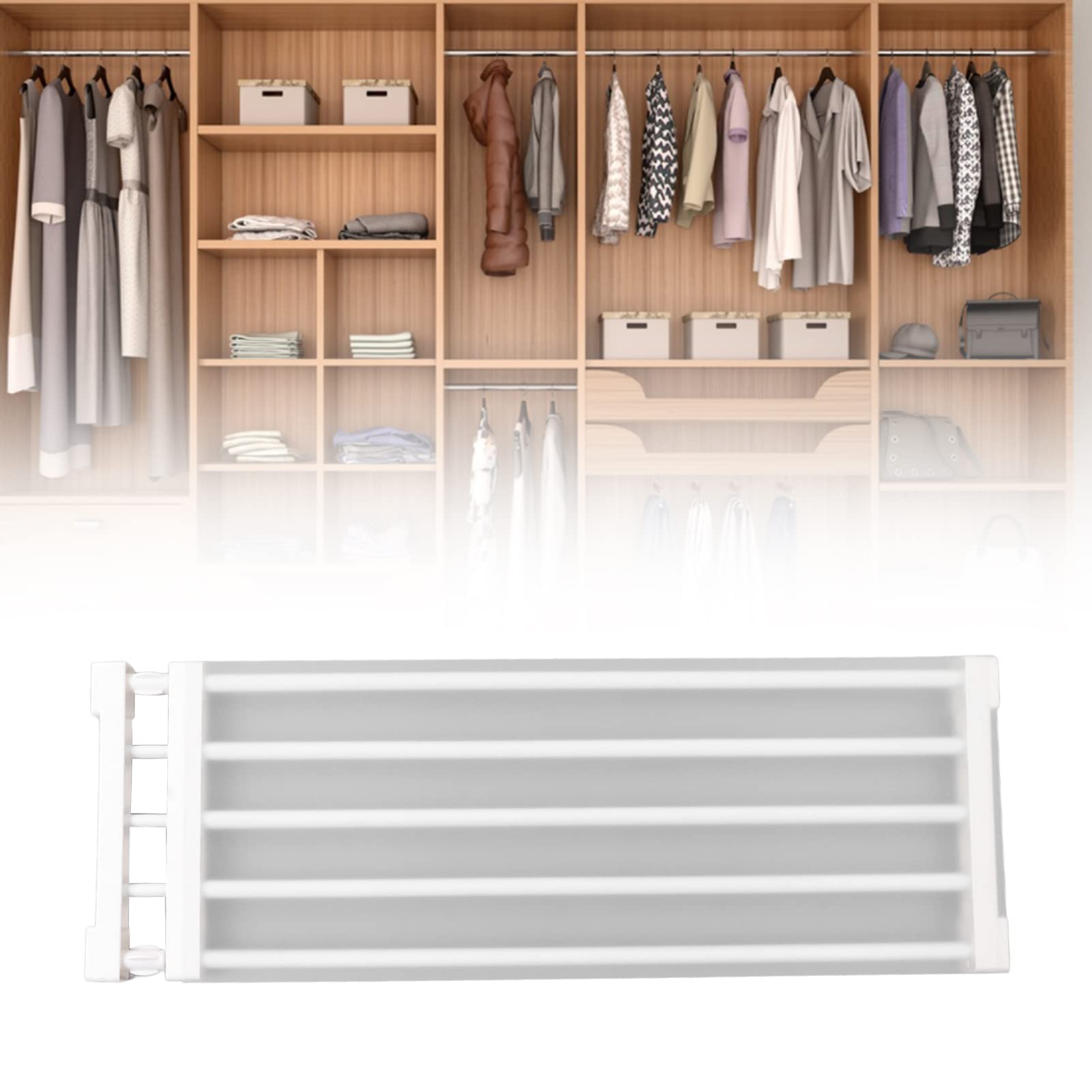 JUOPZKENN Closet Tension Shelf,Expandable No Nail Cabinet Divider Storage Rack,Space Saving Closet Shelf for Cabinet Wardrobe(75x120cm / 29.5x47.2in Length)