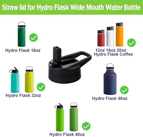 Miniatura 3 de NANA - Tapa de paja para hidromatraz boca ancha, tapa de paja con pajitas para hidromatraz boca ancha 18 32 40 oz, tapa de petaca de paja hidráulica