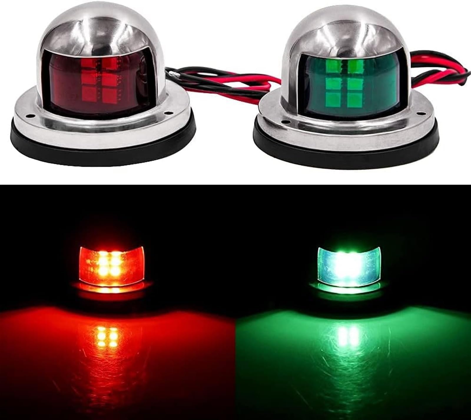 THE WHITE SHOP 2pcs Navigation Lights for Boats LED, Pontoon Boat Navigation Lights Red and Green, Deck Mount Port and Starboard Boat Lights for Bow and Stern, Suitable for Marine,