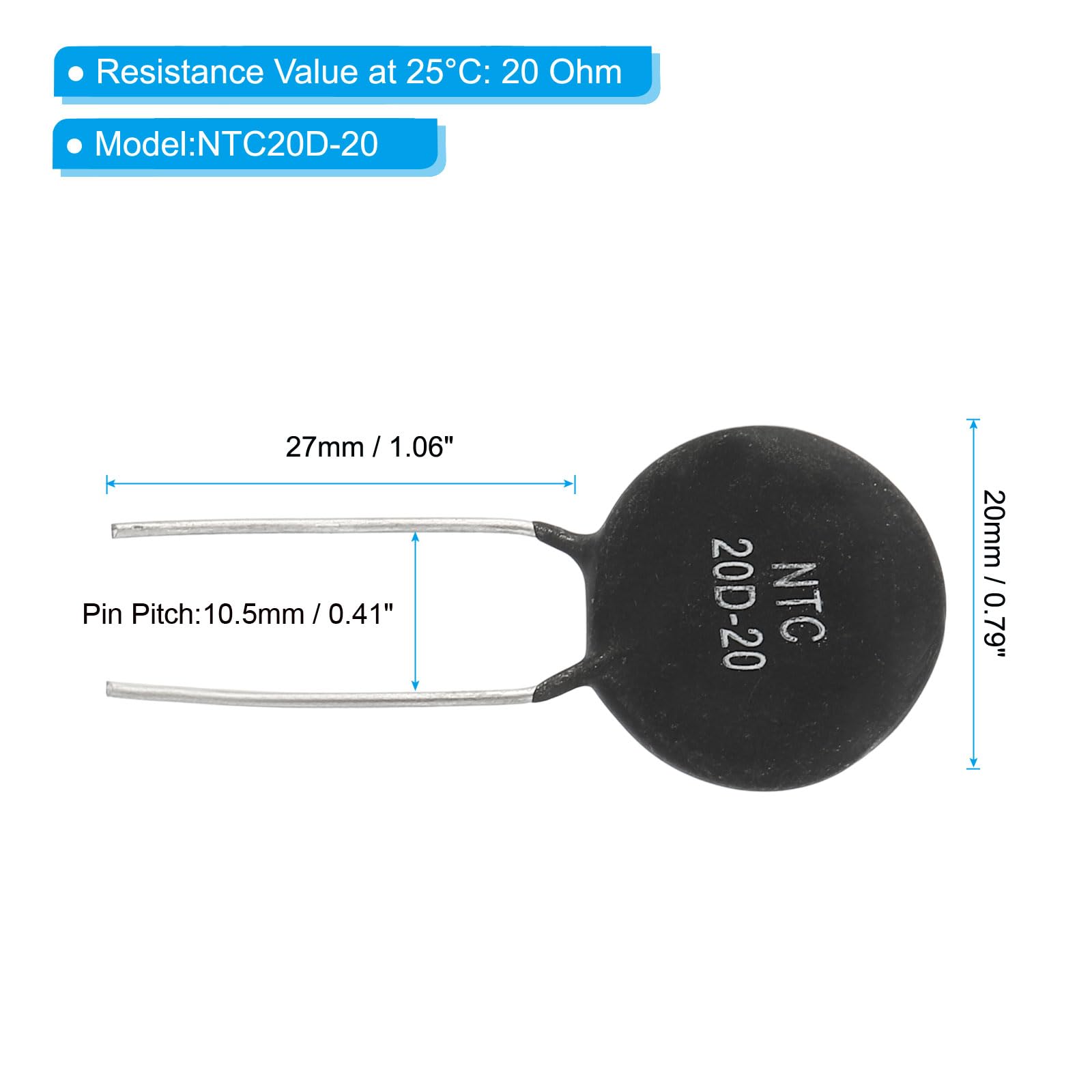 10 Termistori NTC 10 Ohm PATIKIL - Sensori Temperatura Ad Alta Sensibilità, Per Elettrodomestici E Motori - Foto 12