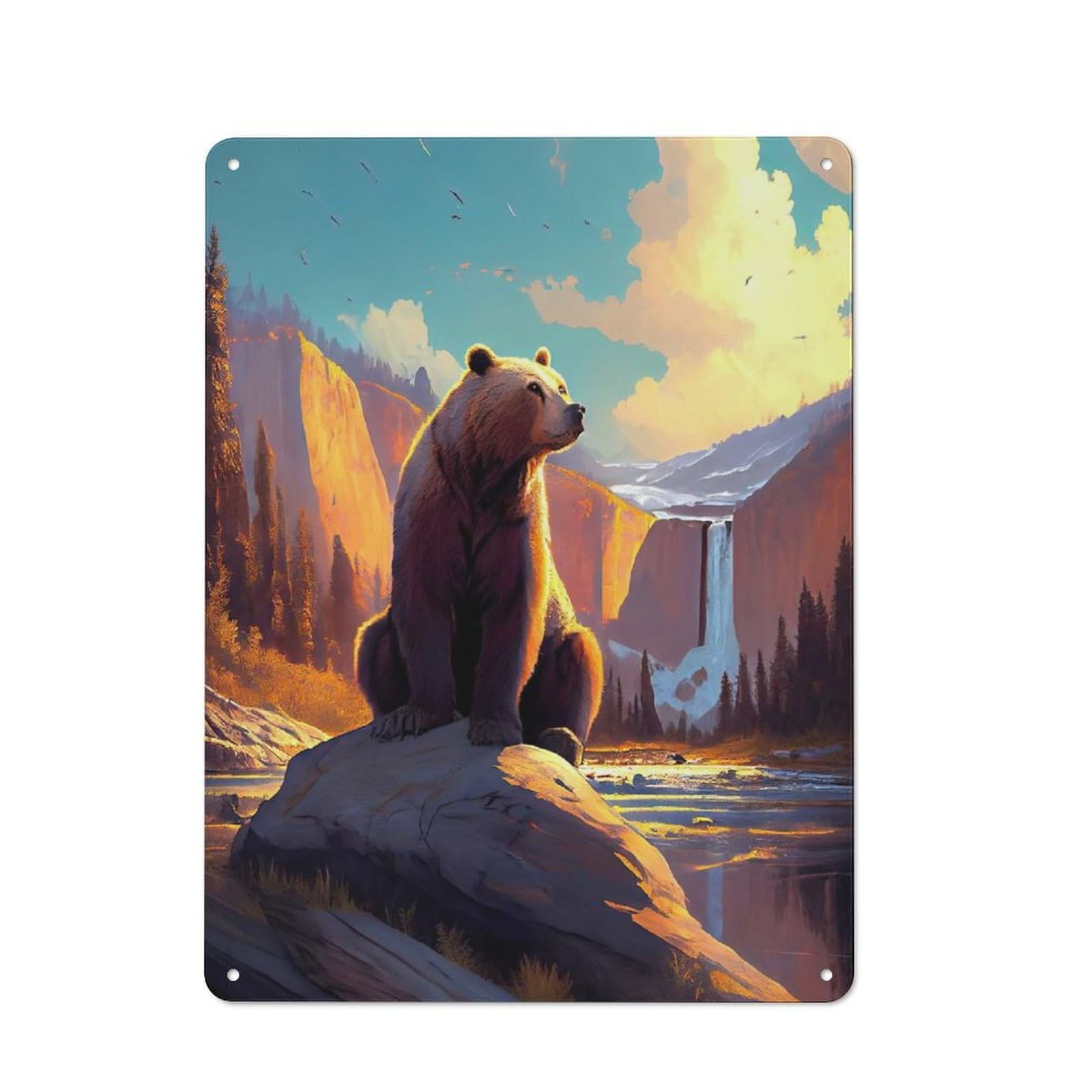 Junmoney Into The Wild Bear King Rustic Tin Sign 40X30cm For Café Or Restaurant, For Café Owners And Decorators, For Retro Home Interiors
