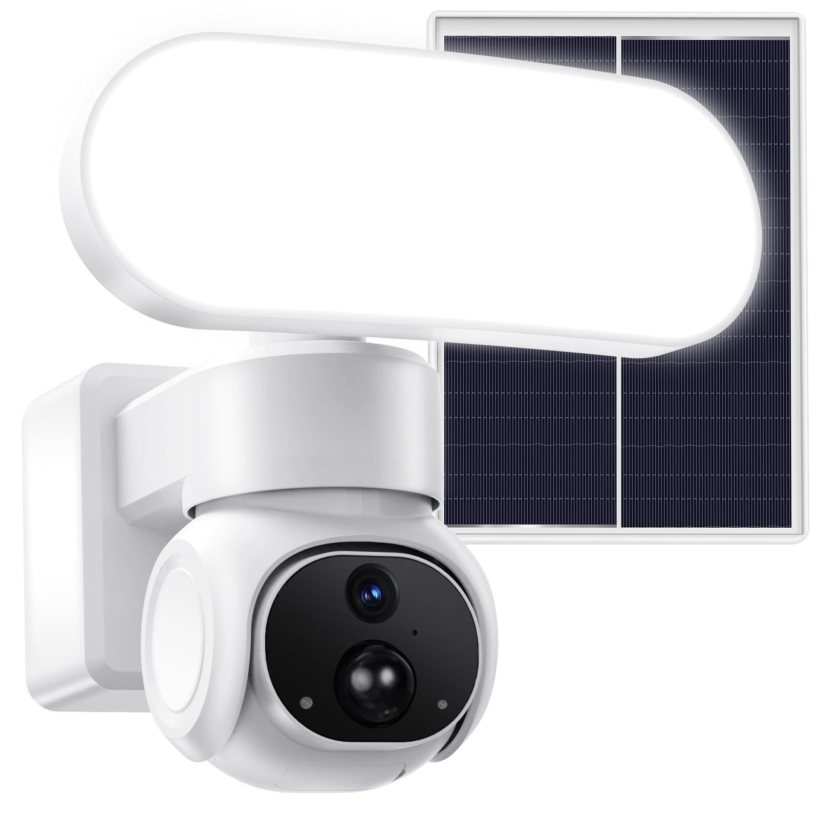 Cámara de seguridad solar para exteriores, cámara de seguridad WiFi con panel solar, seguimiento automático, visión nocturna a color