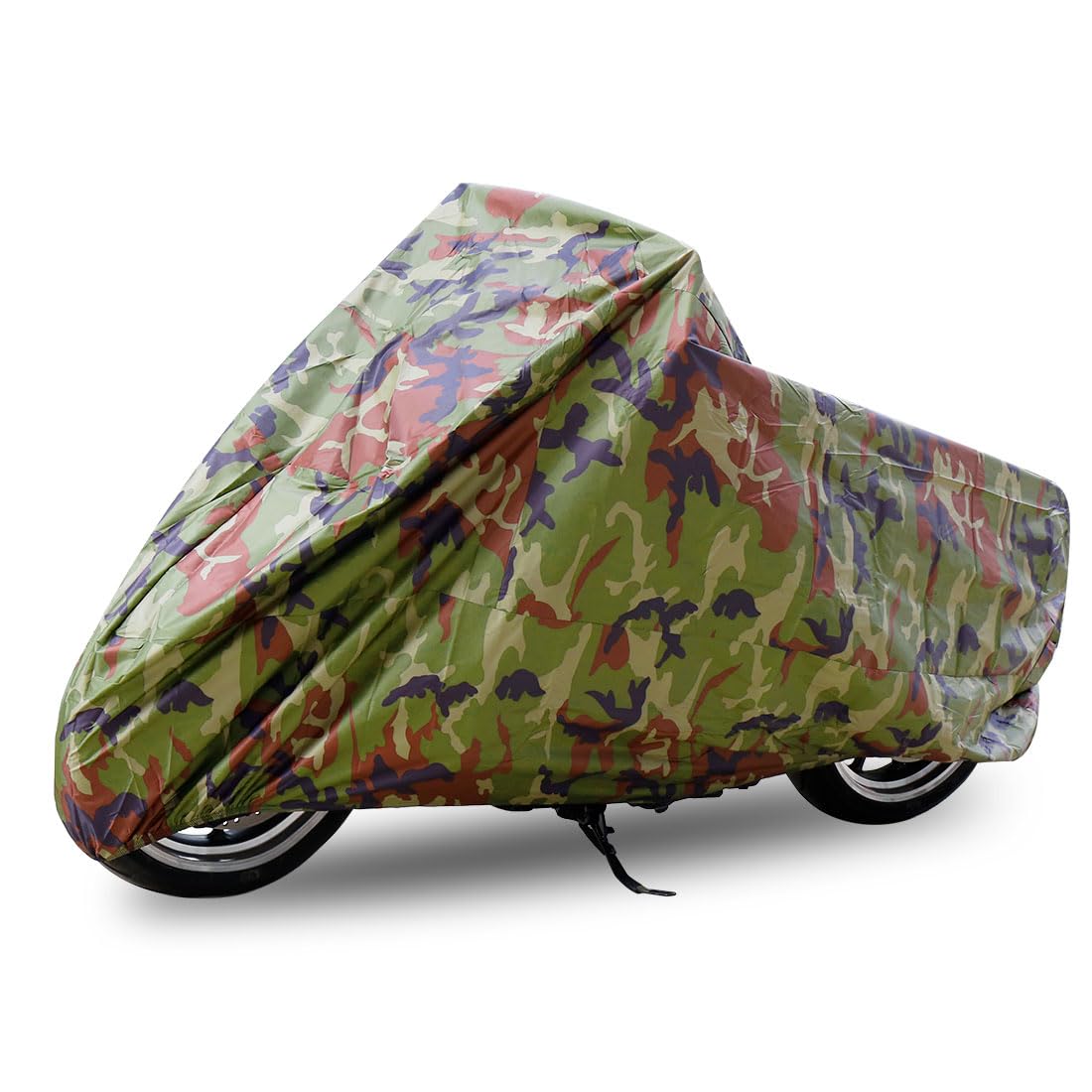 sourcing map Housse de Protection Bâche pour Moto Scooter Couverture Etanche Imperméable en Polyester 190T protège votre moto de la pluie, Rayon UV, poussière, Taille: XXL, Couleur: Camouflage