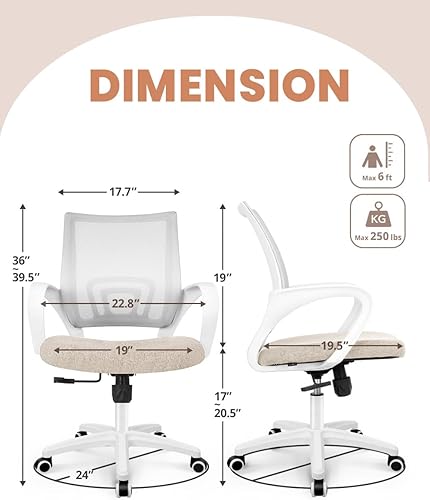 Miniatura 10 de NEO CHAIR Silla de escritorio para computadora de oficina, para juegos, cojín ergonómico de respaldo medio, soporte lumbar con ruedas, cómodo