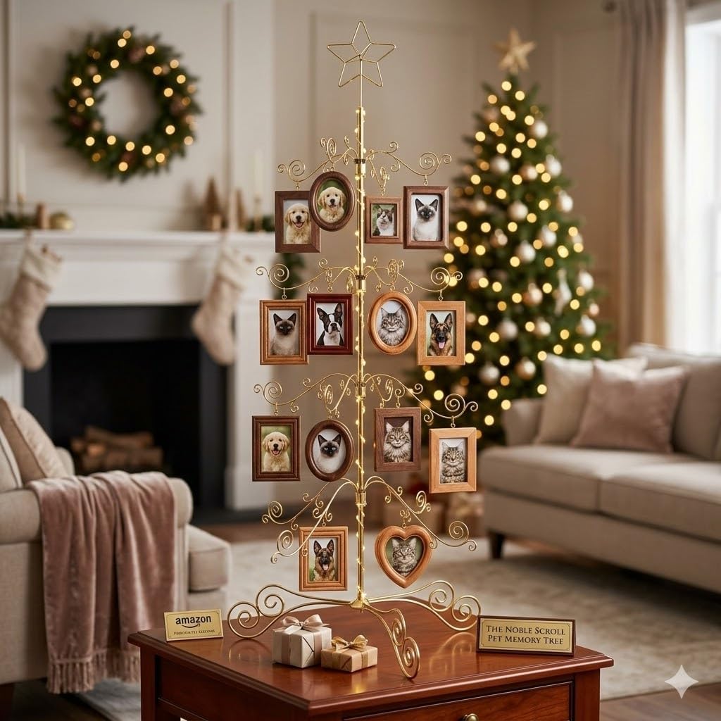 HOHIYA 3 Ft Wrought Iron Ornament Display Stand 56-Hook Metal Christmas Tree Alternative for Ornaments Glass Baubles Halloween Year-Round Displays Rack for Tabletop Taiwan Made Gold