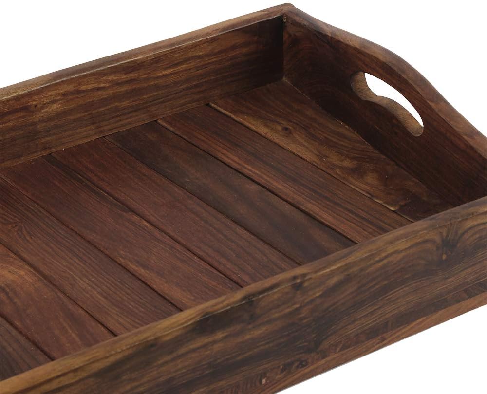 Uр Tо 40% оƒƒ Serving Tray - Wooden Tray with Handles - for Dinner Trays, Tea Tray, Bar Tray, Breakfast Tray, or any Food Tray - Good for Parties or Bed Tray (Dark Brown) Bеѕt Dеаl Chеар 🛒 Serving Tray - Wooden Tray with Handles - for Dinner Trays, Tea Tray, Bar Tray, Breakfast Tray, or any Food Tray - Good for Parties or Bed Tray (Dark Brown)