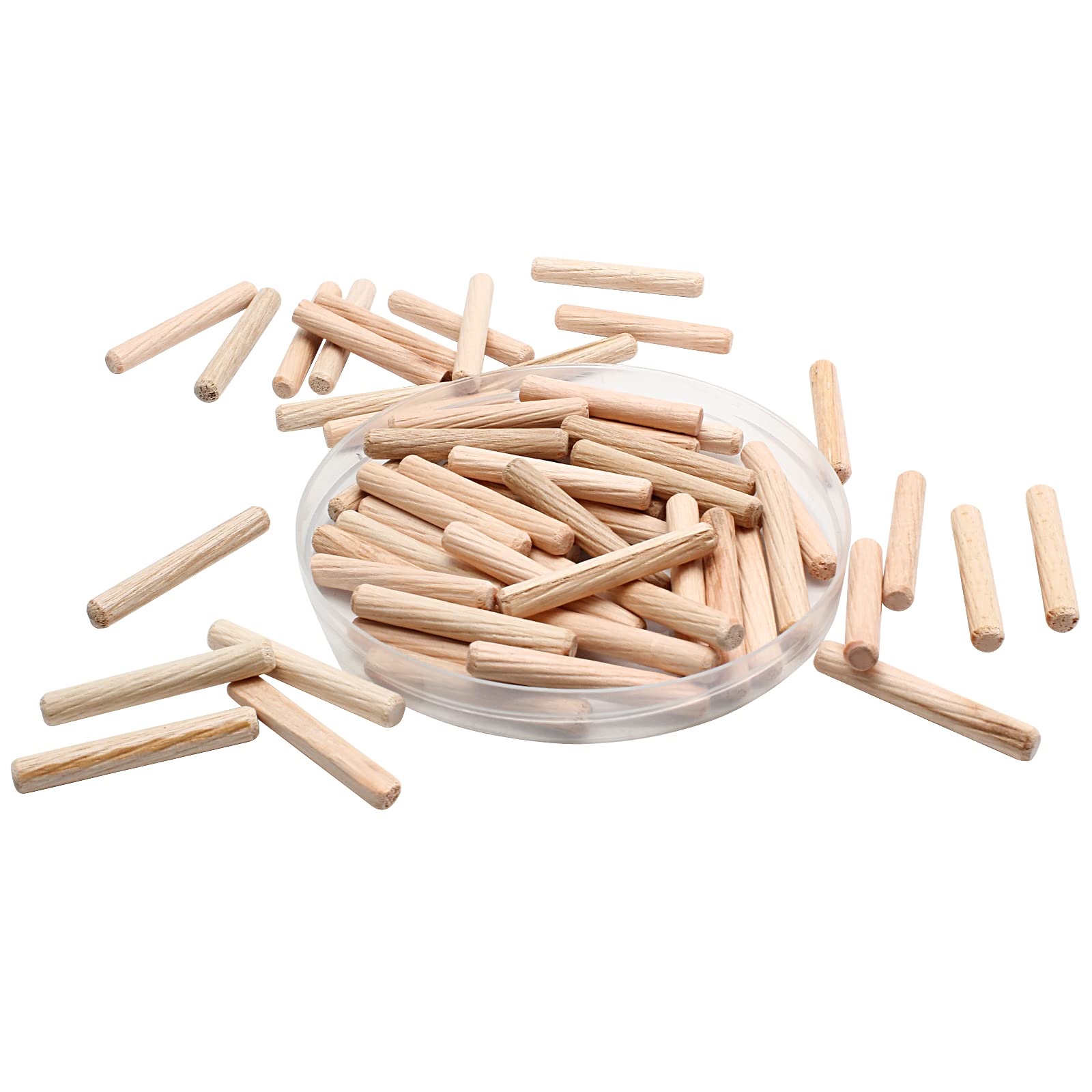 HARSKIYER 120pcs Hardwood Wood Dowel Pins, 1/4" x 2" Fluted Wood Dowels Rods Crafts Dowel Pegs for Woodworking Furniture Door Arts and Crafts DIY