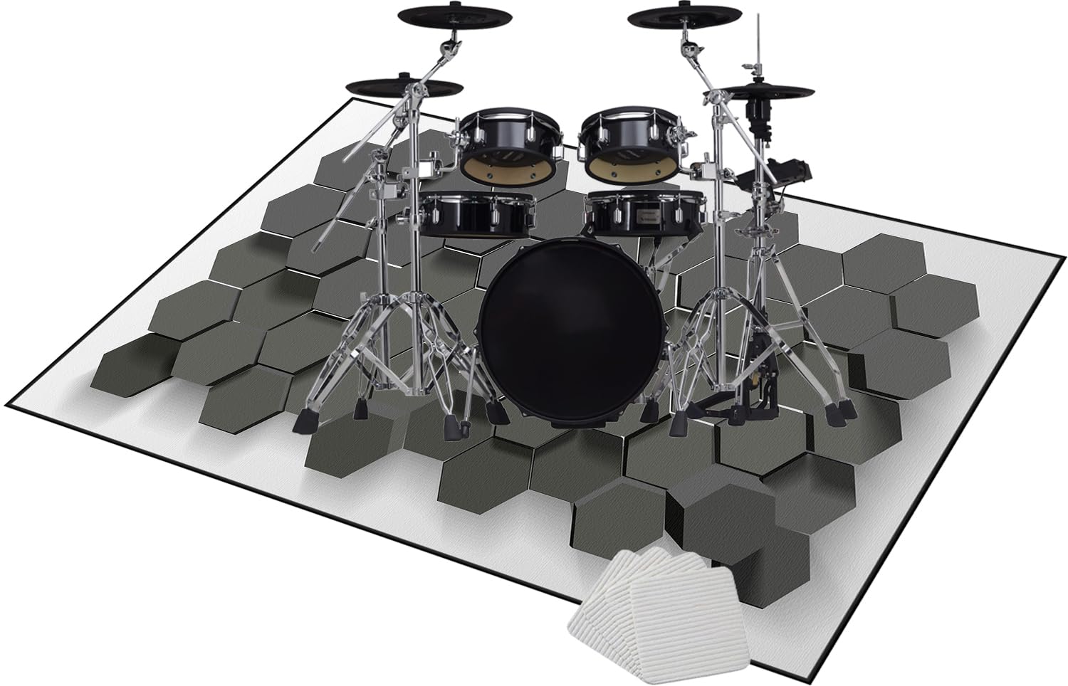 Elektroniczna mata perkusyjna, maty perkusyjne, mata akustyczna, dźwiękoszczelna mata do instrumentów muzycznych, antypoślizgowa mata na baterie 160 x 120 cm