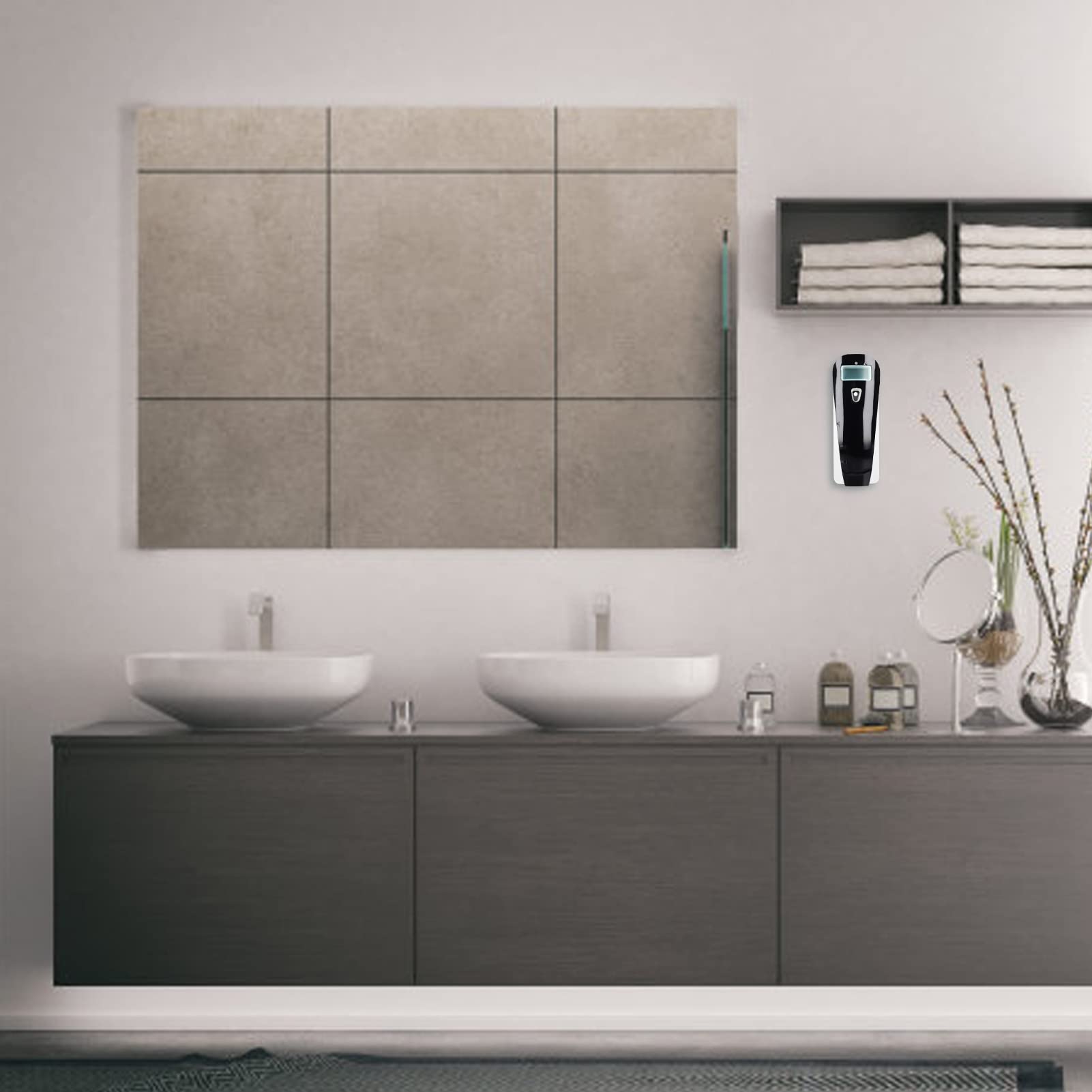 BuyWeek Duftspender Automatisch, Wandmontage Automatischer Lufterfrischer Wandmontage Schwarz Raumerfrischer Badezimmer Aerosolspender