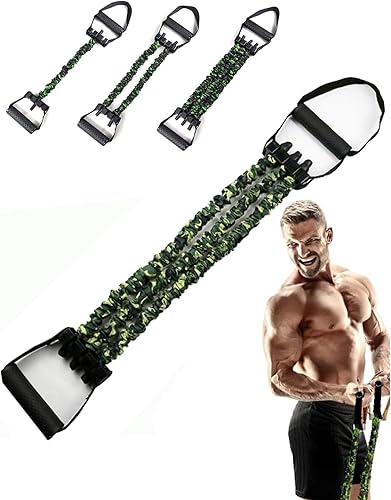 Expansor de pecho, bandas de resistencia de látex natural de 3 agujeros con asas y cubierta para pies, alta elasticidad, resistente a desgarros,