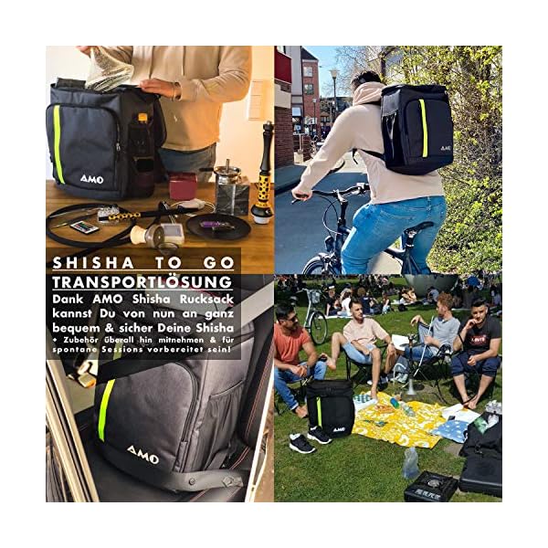 AMO Hookah Backpack – extra großer Shisha Rucksack, Picknick Rucksack + Dicker rundum Polsterung & für Shisha Sets… – Bild 3