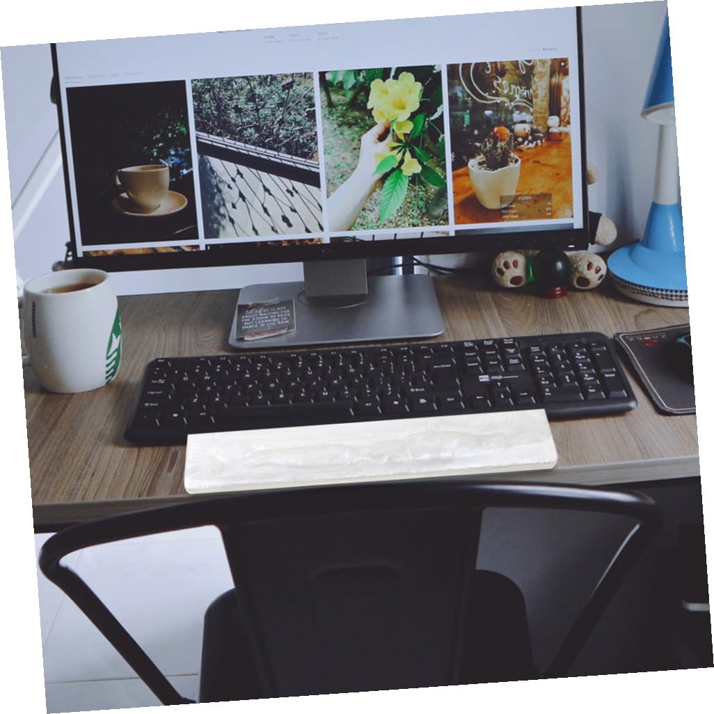 Cabilock Handgelenkauflage Tastatur Weiß Perlmutt Epoxidharz Rutschfest Handgelenkstütze Büro Gaming