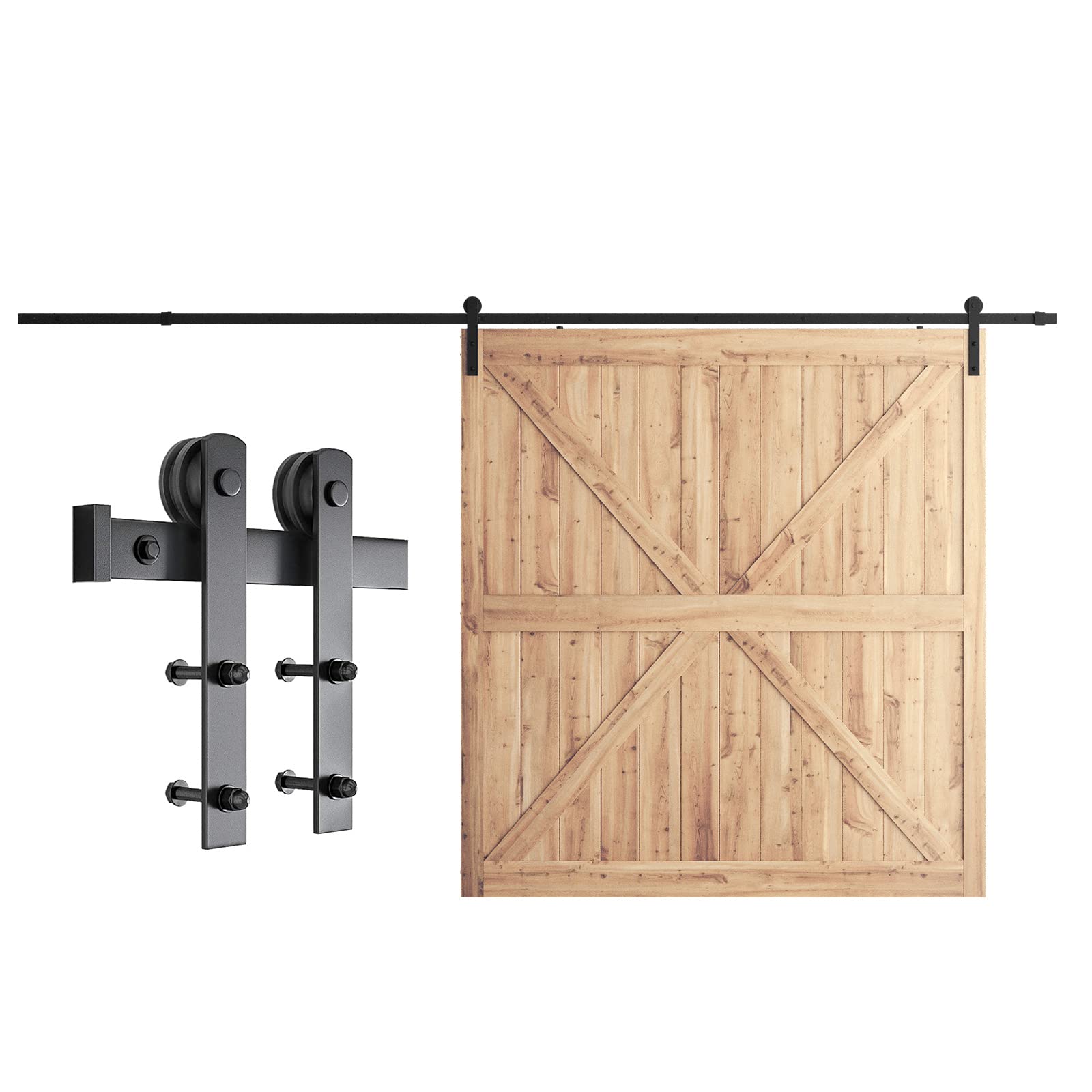 SMARTSTANDARD 12ft Heavy Duty Sturdy Sliding Barn Door Hardware Kit