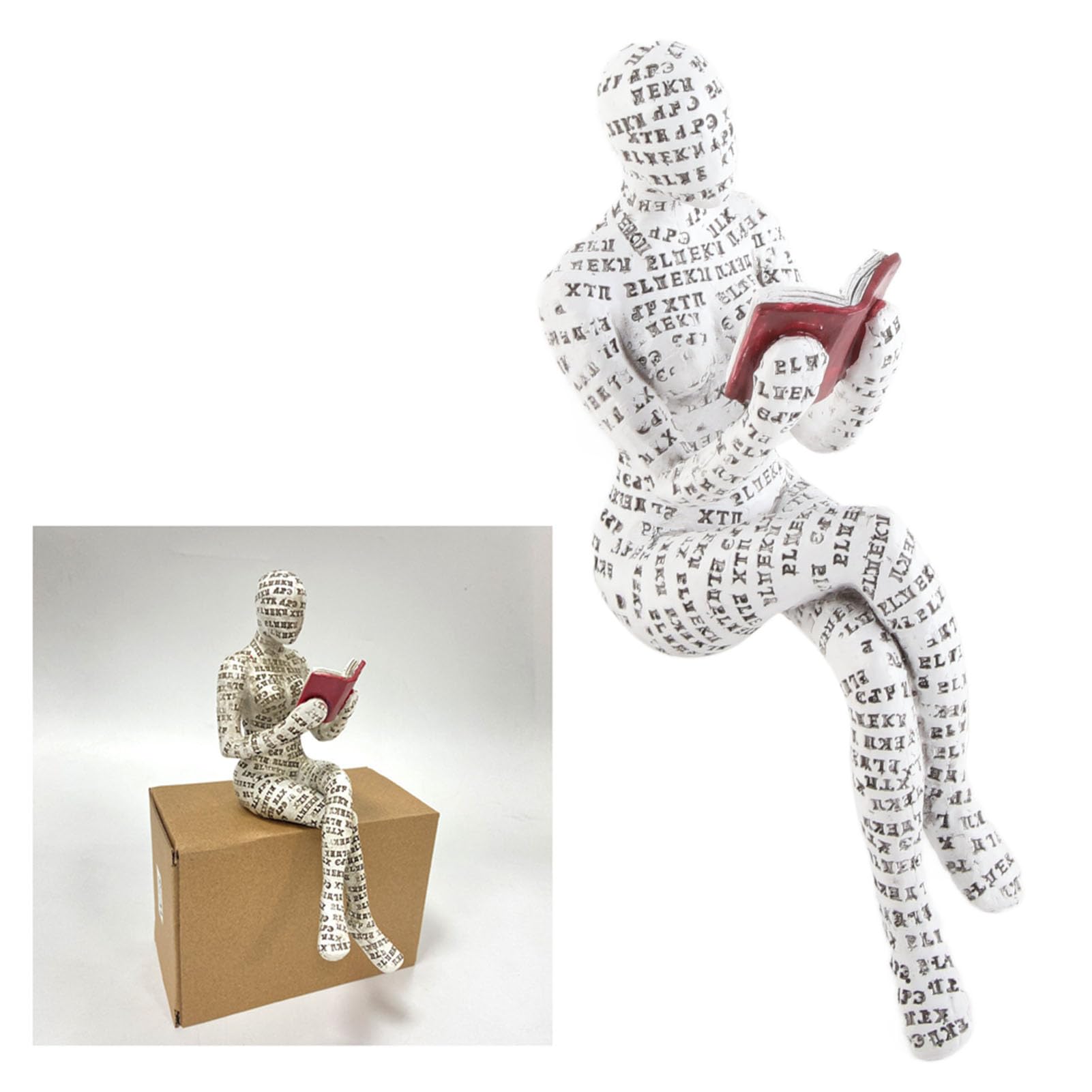 Jeanoko Resin Reading Woman Figurine Innovative Lady Reading Pulp Molding Lady Reading Ornaments Bookshelf Ornaments for Home Decoration(D) daily decoration - Image 3