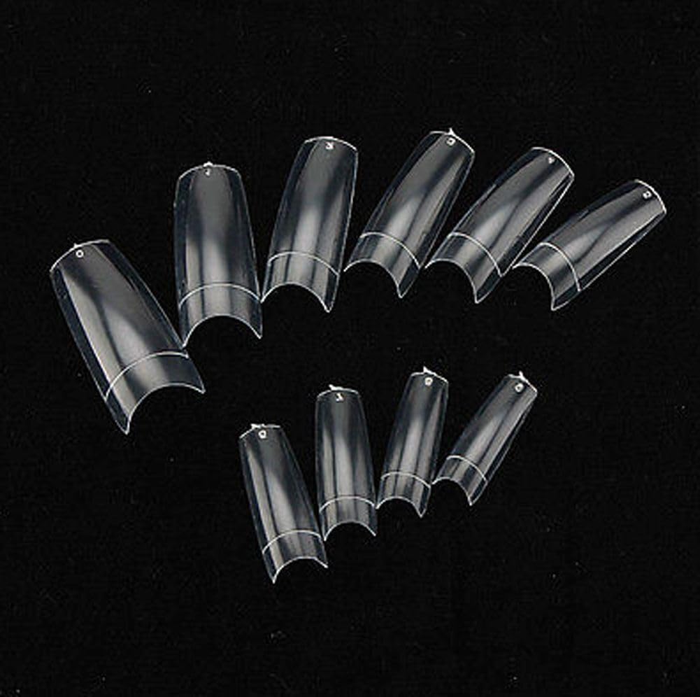 FATASH 500 Pieces Clear Coffin Fake Press on Nail Tips, 500 count (Pack of 1)