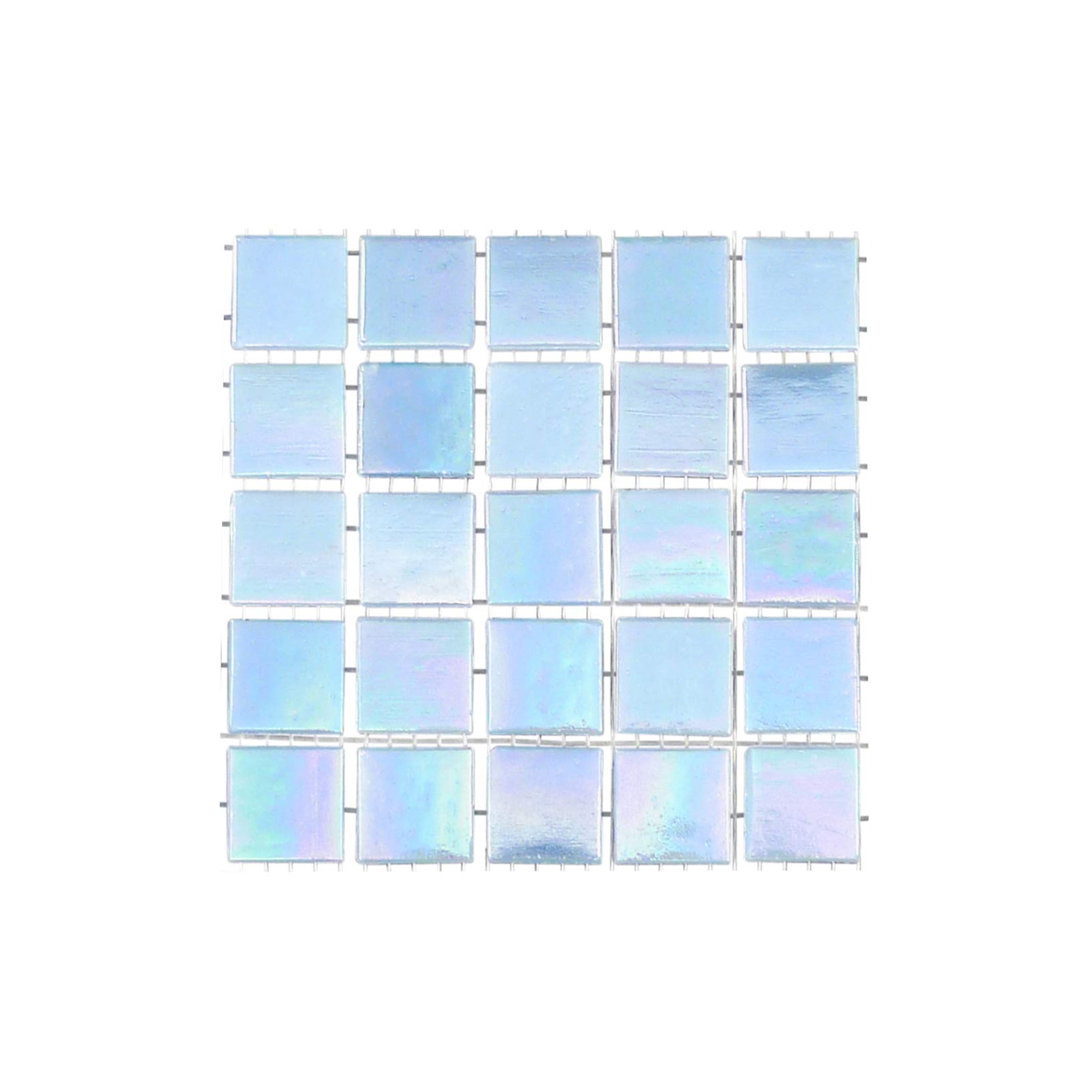 URBN Contemporary Light Sky Blue Iridescent Glass Mosaic Tile for Kitchen and Bath - Sample Tile (4-1/3 inches x 4-1/3 inches, 0.13 SQ FT)