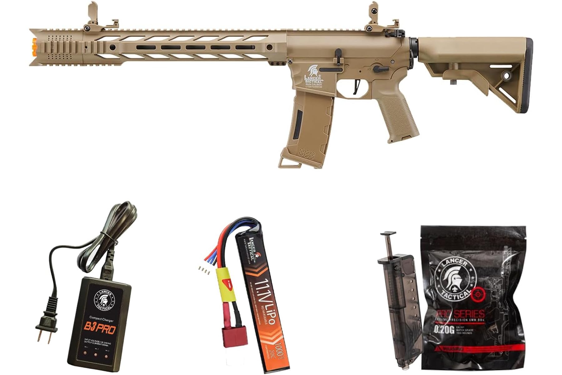 Lancer Tactical Gen 3 SPR Interceptor M4 Airsoft with Programmable Mosfet/ETU-Electric Full/Semi-Auto AEG Rifle (Lipo Battery &amp; Charger Included)