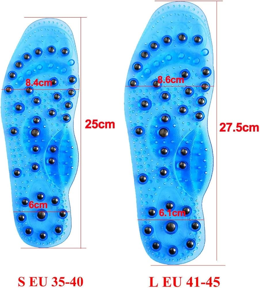 Semelles Magnétiques Amincissantes Acupression – 68 Aimants Thérapie Réflexologie Plantaire (S 35-40, Bleu)