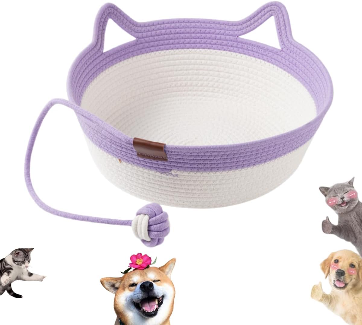 Cotton Rope Cat Bed Stimuli Cat Instinct Basket，Purple：L