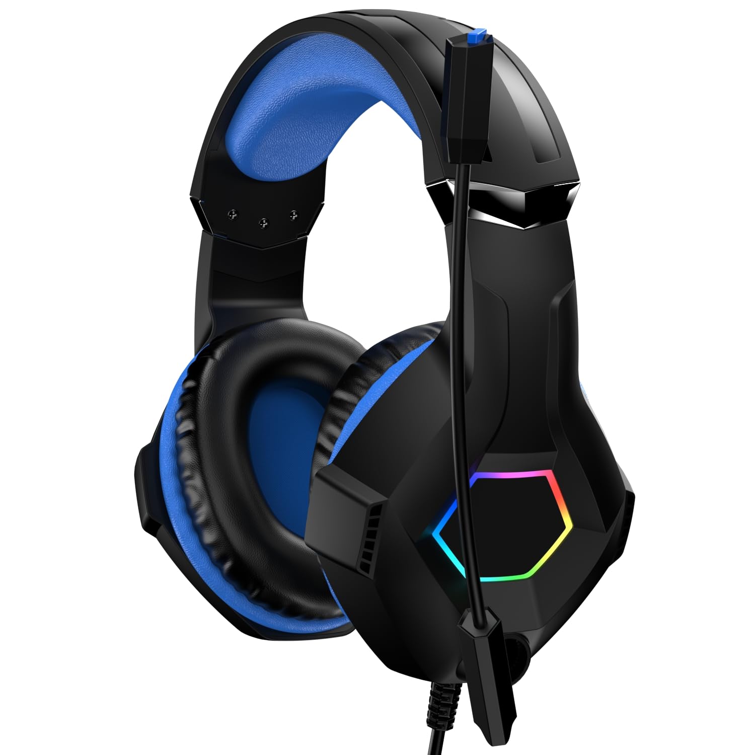 Gaming Headset with 7 LED Lights, Noise Cancelling Microphone, Surround Sound, Soft Memory Foam Ear Cushions - 1