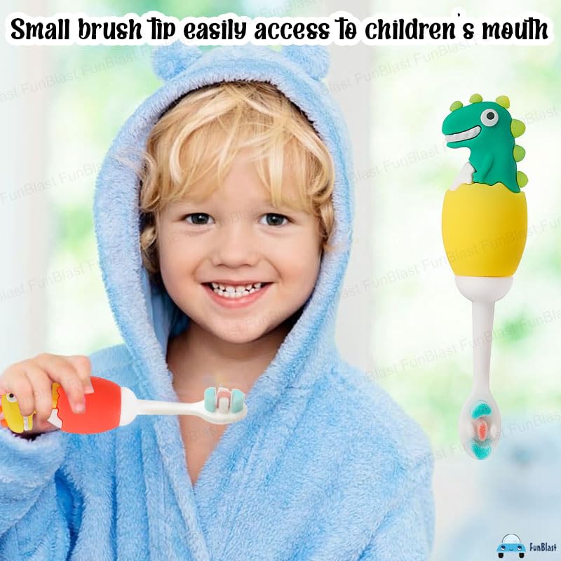 FunBlast Kids Toothbrush Animal Design Soft Tooth Brush, Extra Microfiber Soft Bristles Toothbrush For 3-6 Years Old Children, Manual Toothbrush For Kids, (Pack Of 2 Random Colour),Multicolour - Image 9 thumbnail