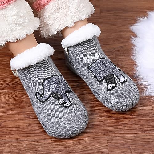 Image of ZYZX Cute Animal Slipper Socks for Women with Grips,Fuzzy Socks Indoor