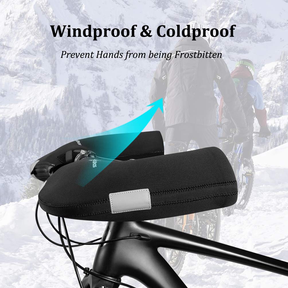 ROCKBROS Manoplas Térmicas Invierno de Bicicleta a Prueba de Viento, Guantes Manillar Impermeables para MTB Bicicleta Eléctrica Scooter