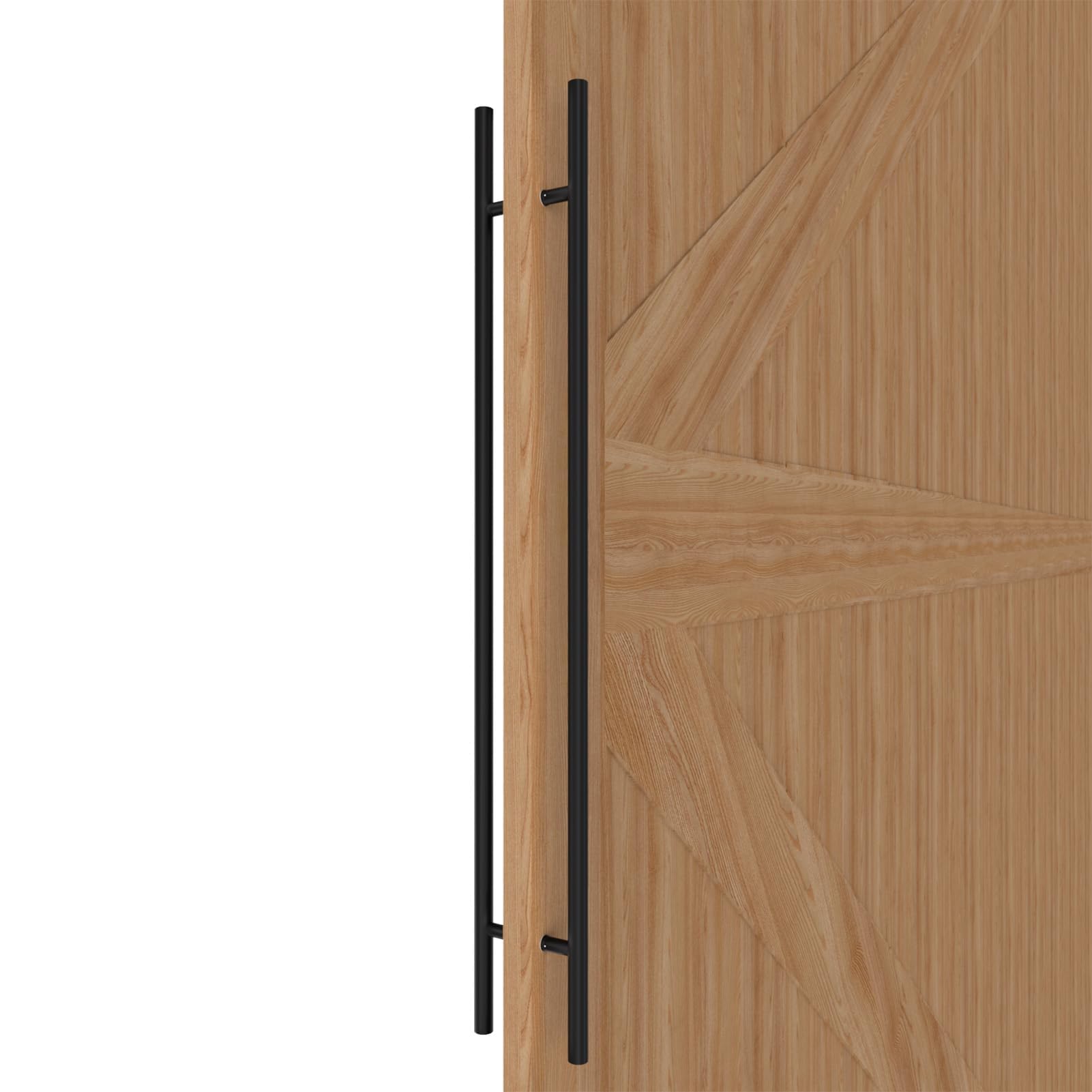 LVYIHAN Round Matte Black Barn Door Handles 30/60/90/120/150 Cm, Pull Push Long French Door Handle Double Sided, Large Front Exterior Shower Door Pull Handles