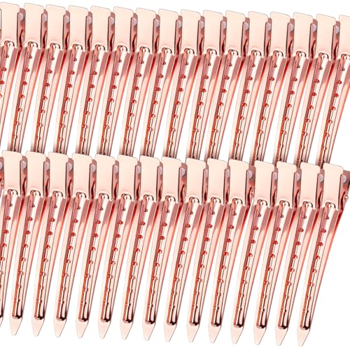 YGDZ Alligator Hair Clips for Styling 30pcs Rose Gold Duck Billed Clips Metal Hair Clip for Women Curl Hair Pins for Rollers Hair Sectioning Salon Makeup Ideal Gifts for Teen Girls