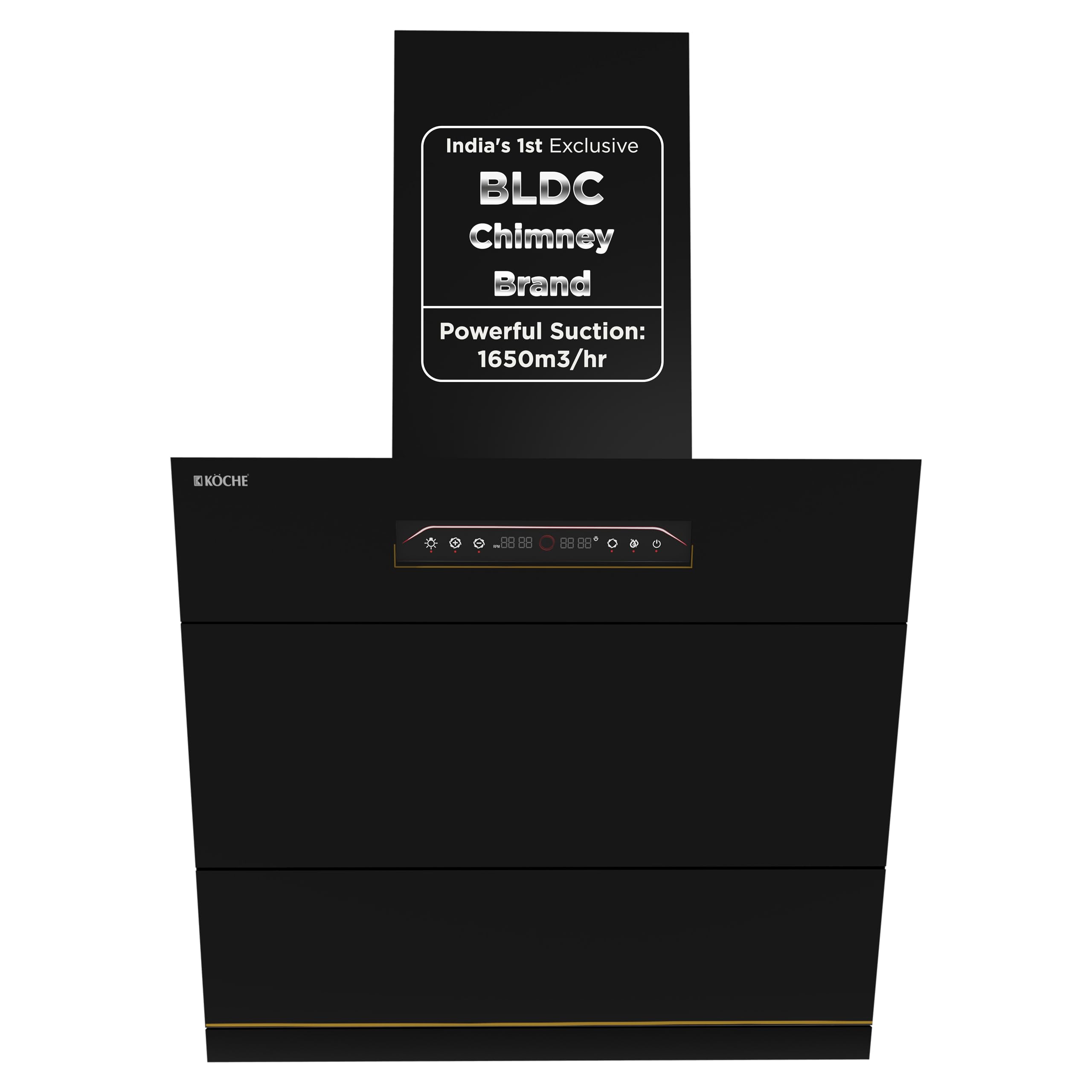 KOCHE LAURA 60 Chimney for Kitchen 60cm| 1650 m³/hr Suction | Filterless Heat Auto-Clean | BLDC Motor | Gesture Control | Hydraulic Louvers | Low Noise | 12 Yr Motor Warranty