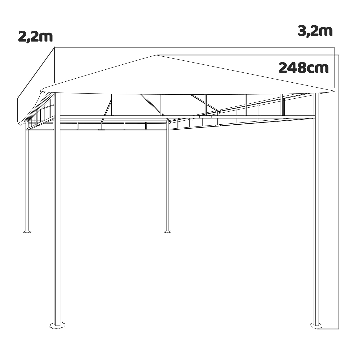 Cenador de hierro forjado elegante para exteriores 3 x 2 m