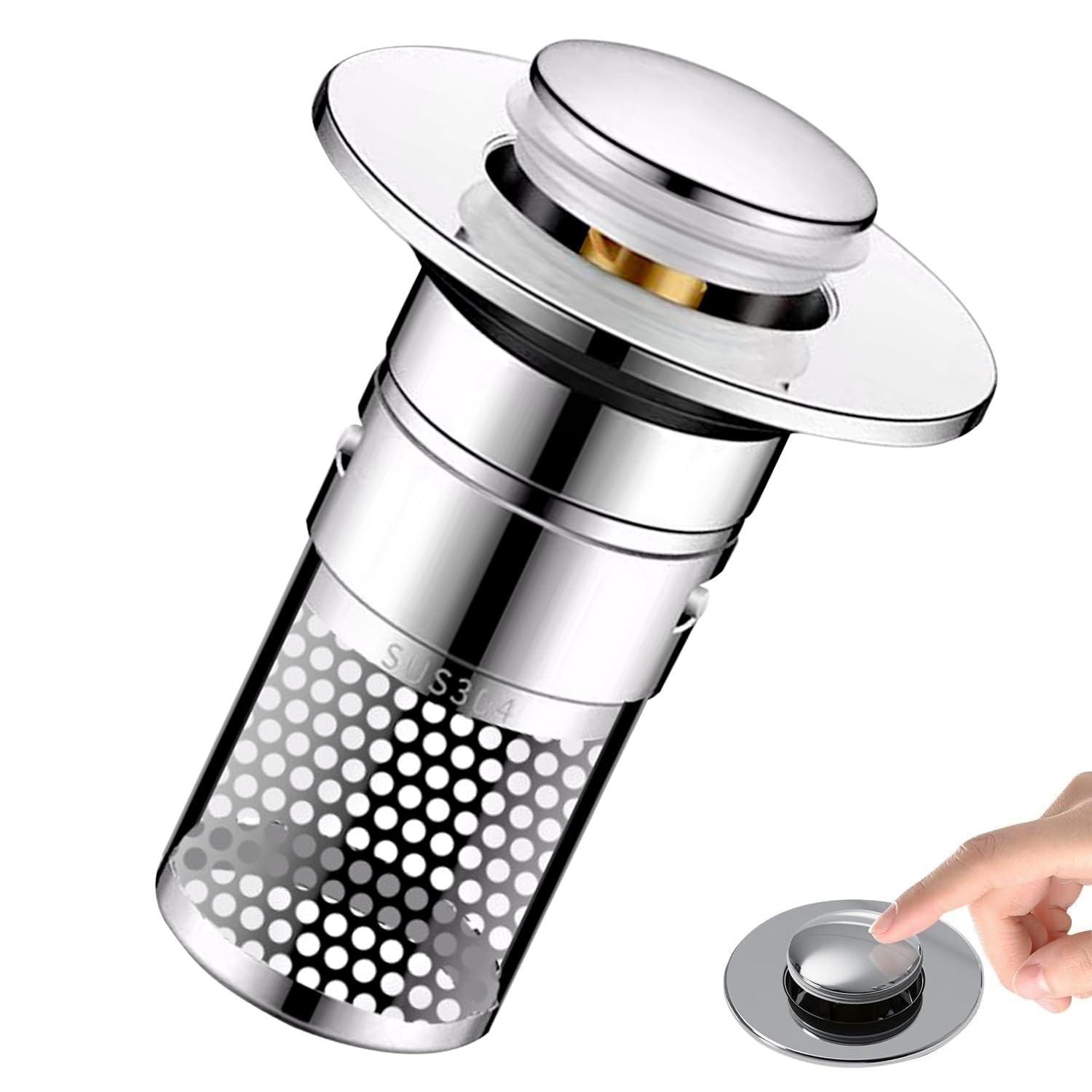 排水溝 ゴミ受け 洗面台 ゴミ受け 内径34mm～40mmの排水管に最 ステンレス製 排水溝カバー ストレーナー 弾跳芯 防臭 防虫 目詰まり防止 簡単清掃 銅コア内蔵 錆びにくい 流し台 バスルーム用
