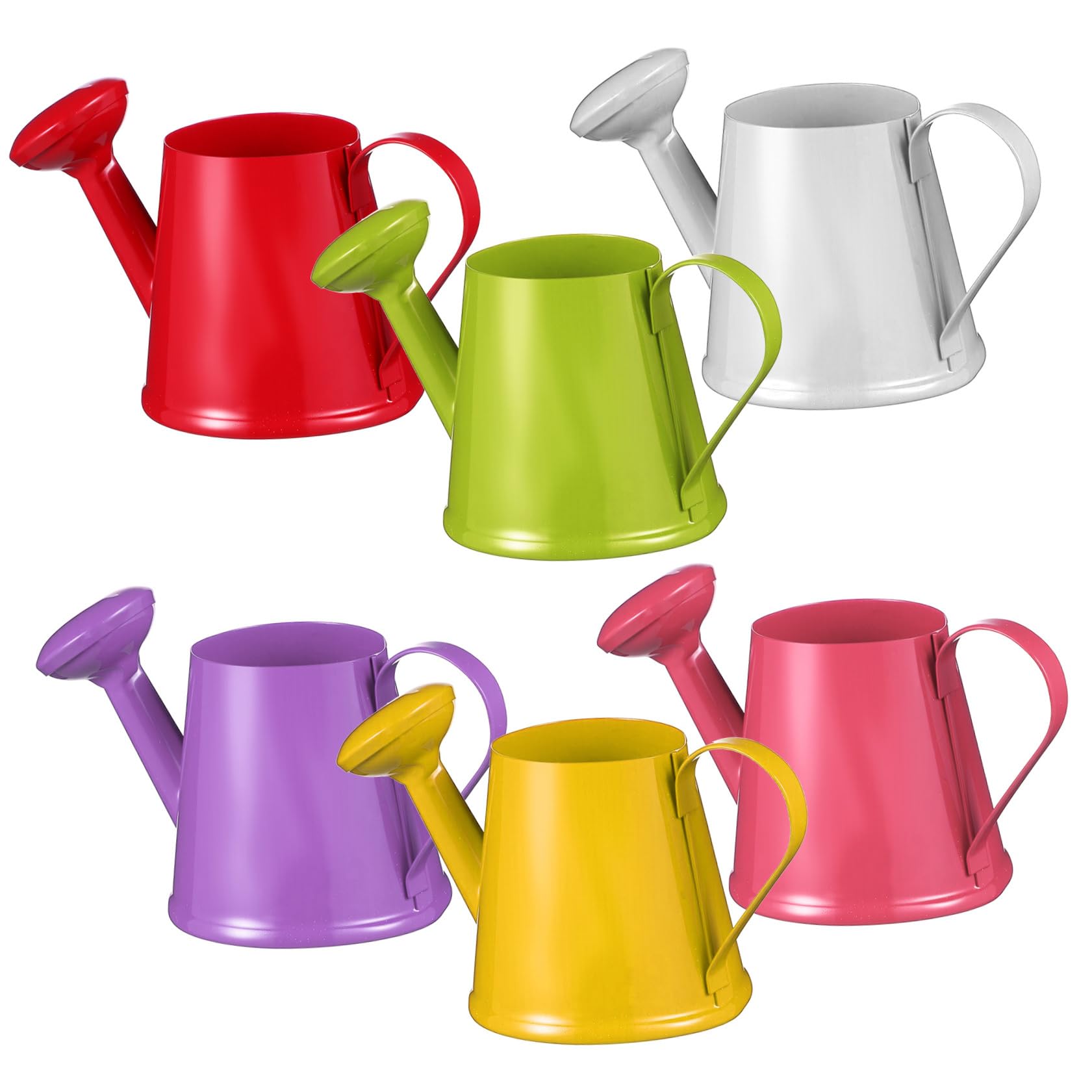 jojofuny 6pc Mini Metal Watering Can Set of 6, Colourful Decorative Miniature Watering Cans for Fairy Garden Accessories, Wedding Table Centrepiece, Flower Arrangement, Party Decoration and DIY Crafts