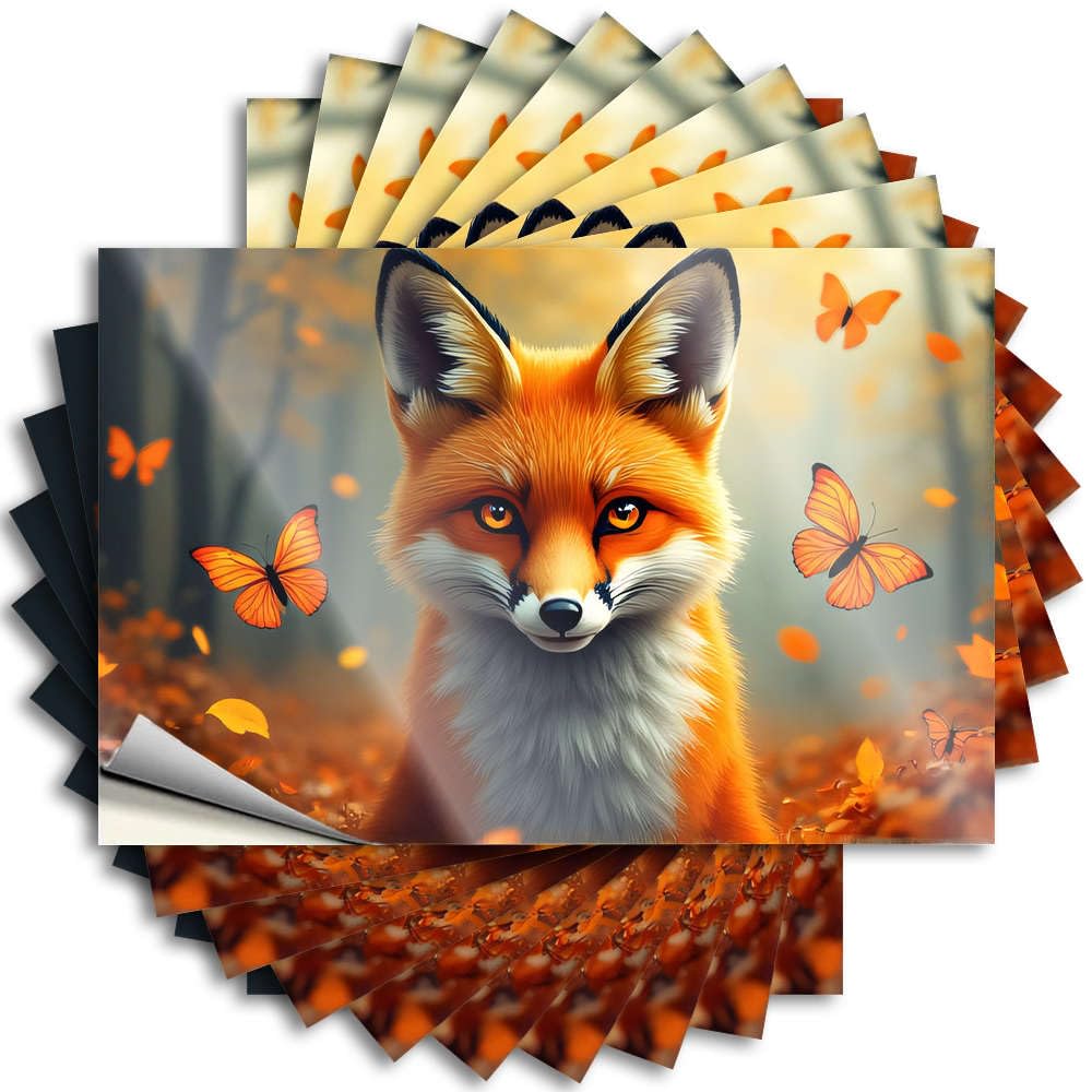 Western, Funny Sticker Military Cover A Fox Surrounded By Orange Butterflies in an Autumn Forest | Feminist Waterproof Vinyl Stickers(6X9CM)