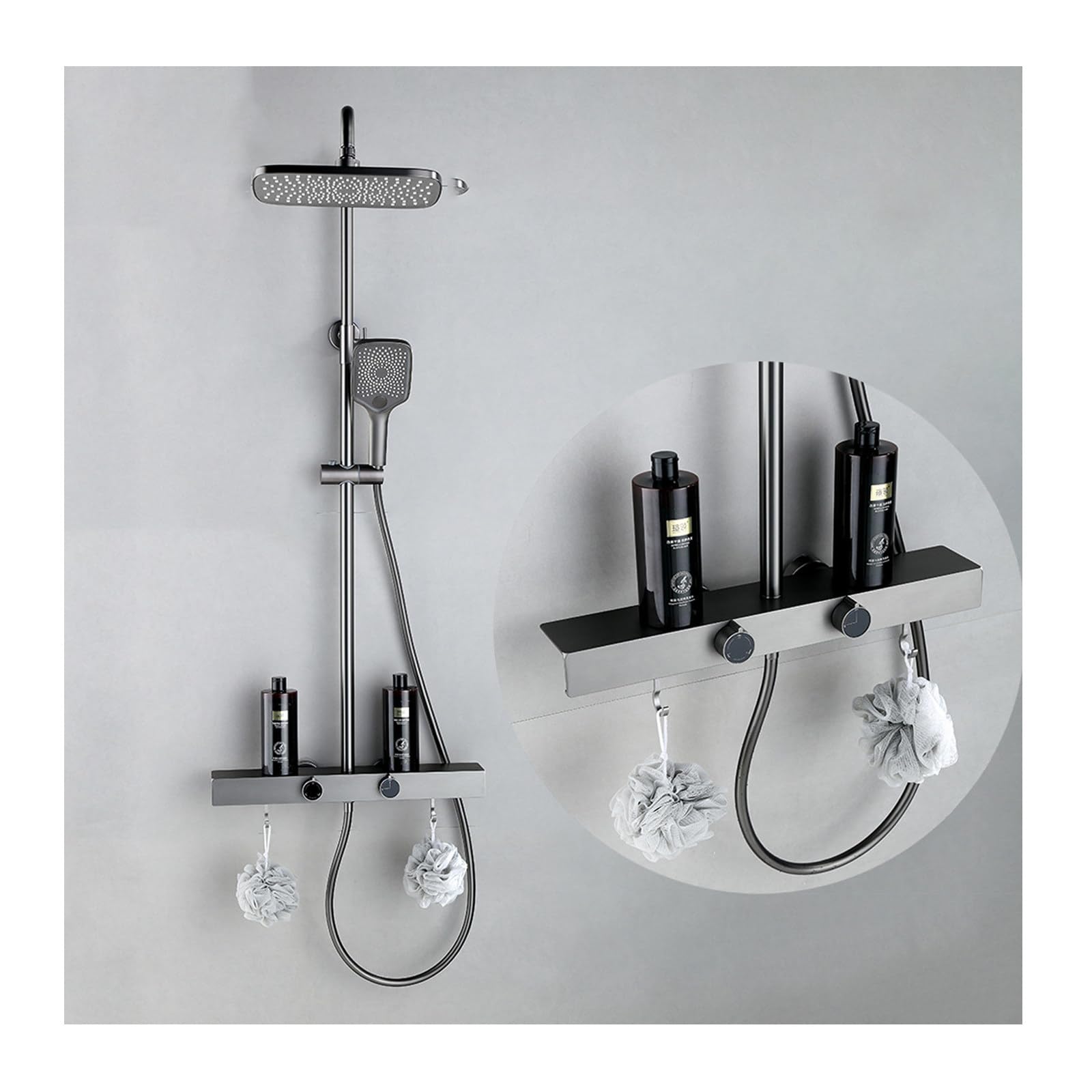 Colonne de douche avec mitigeur gris pour un moment de détente absolue