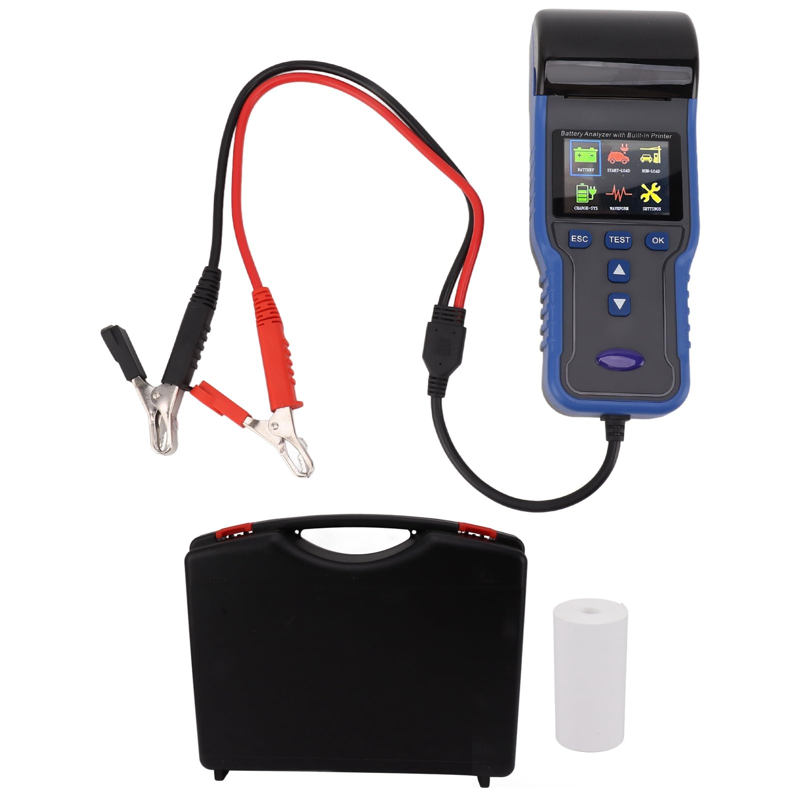 Tester per Batterie per Auto 12V 24V con Stampante Integrata – Supporto Multi-chimico per Batterie AGM EFB Start-Stop – Resistenza Interna e Analisi CCA – Test Sicuro Kelvin a 4 Fili